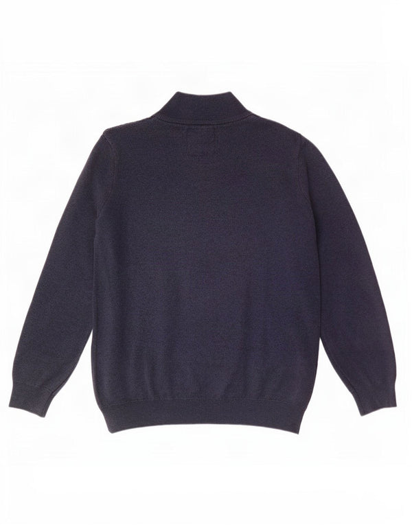 Maglione da uomo con zip e collo Superdry XL in cotone blu navy
