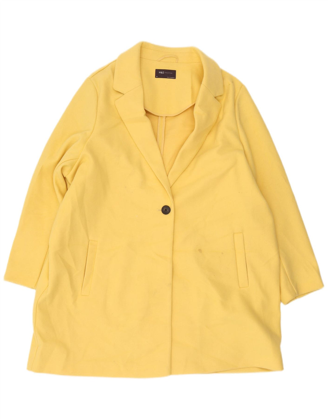 Marks & Spencer Womens Overcoat UK 24 4XL Yellow Cotton