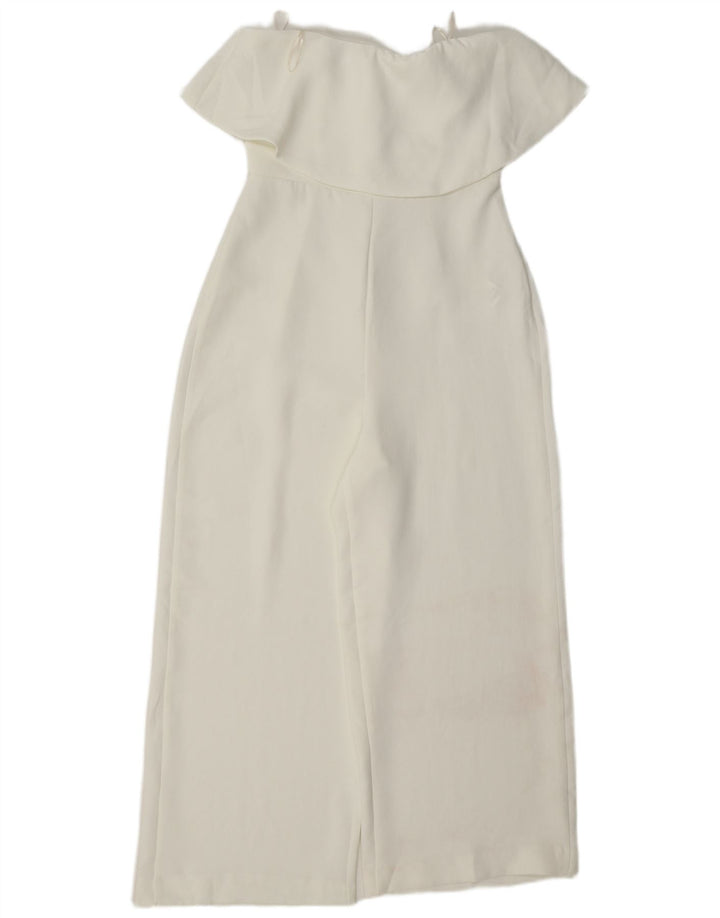 Zara Dame Stropløs Jumpsuit UK 8 Small White Polyester