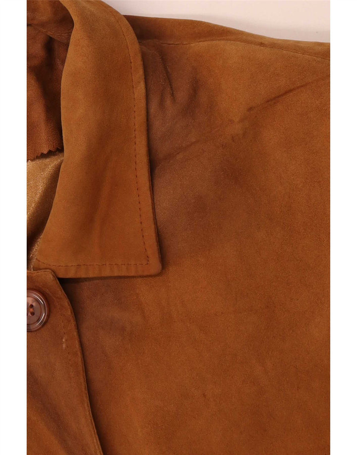 Vintage Womens Oversized Leather Coat UK 20 2XL Brown Leather