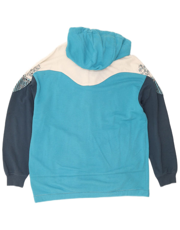 Ellesse Dame Vintage Zip Hoodie Sweater UK 10 Small Blue Colourblock