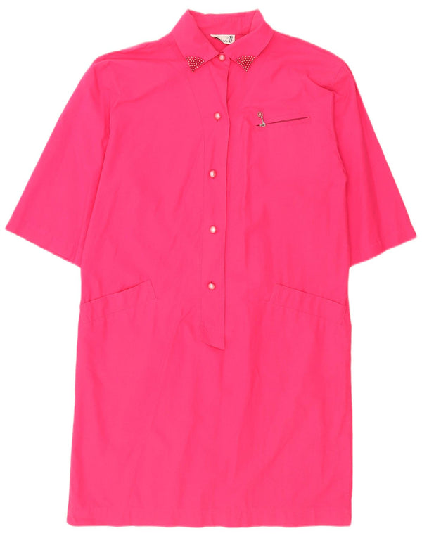 Vintage Damen Kurzarm-Pullover-Hemdkleid IT 42 Mittelrosa
