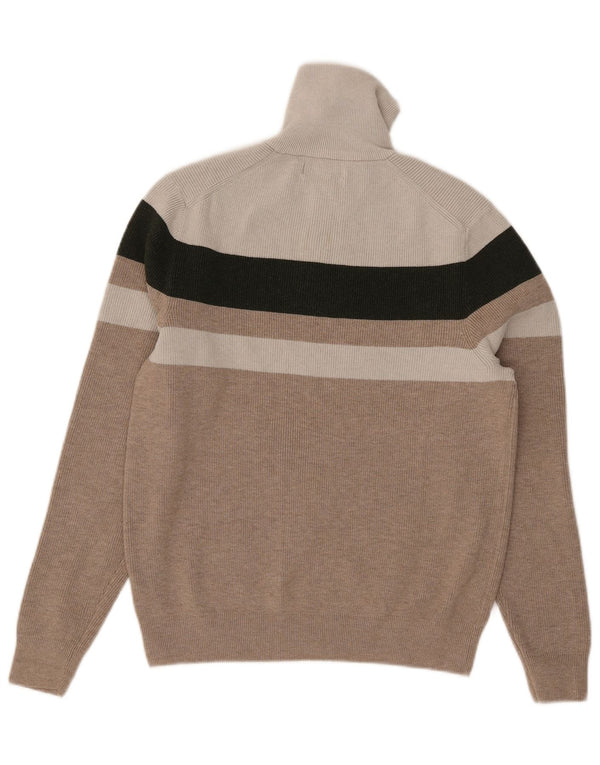 Marks & Spencer Womens Zip Neck Jumper Sweater UK 10 Small Grey Colourblock