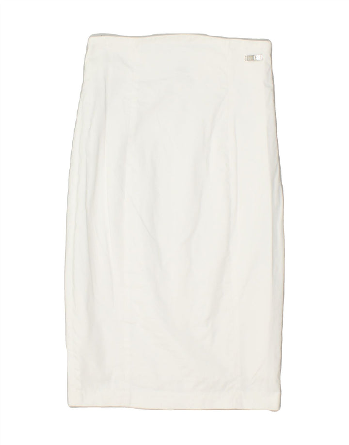 ICEBERG Womens Straight Skirt IT 40 Small W26 White Cotton | Vintage Iceberg | Thrift | Second-Hand Iceberg | Used Clothing | Messina Hembry 