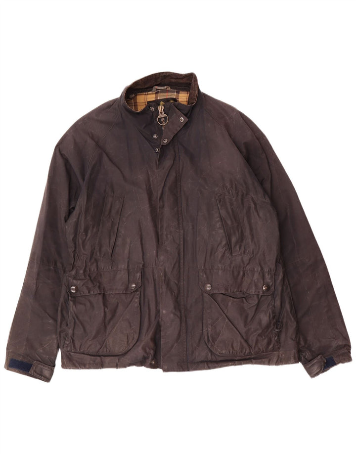 Barbour Mens Waxed Cotton Jacket UK 44 2XL Navy Blue