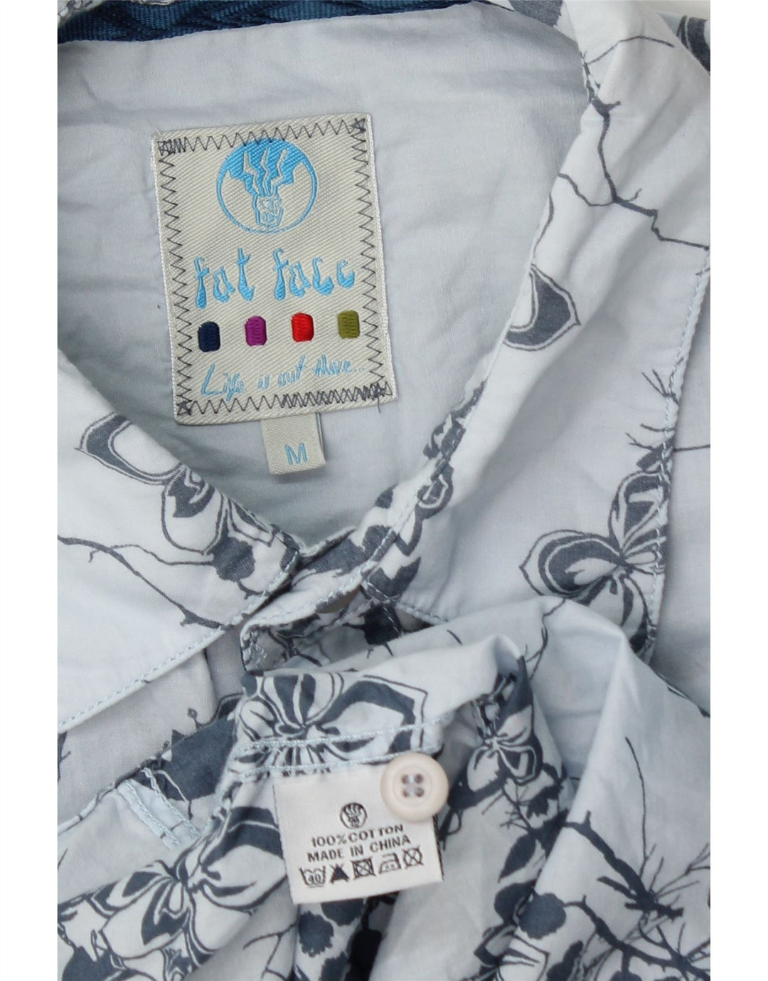 FAT FACE Mens Shirt Medium Blue Floral Cotton