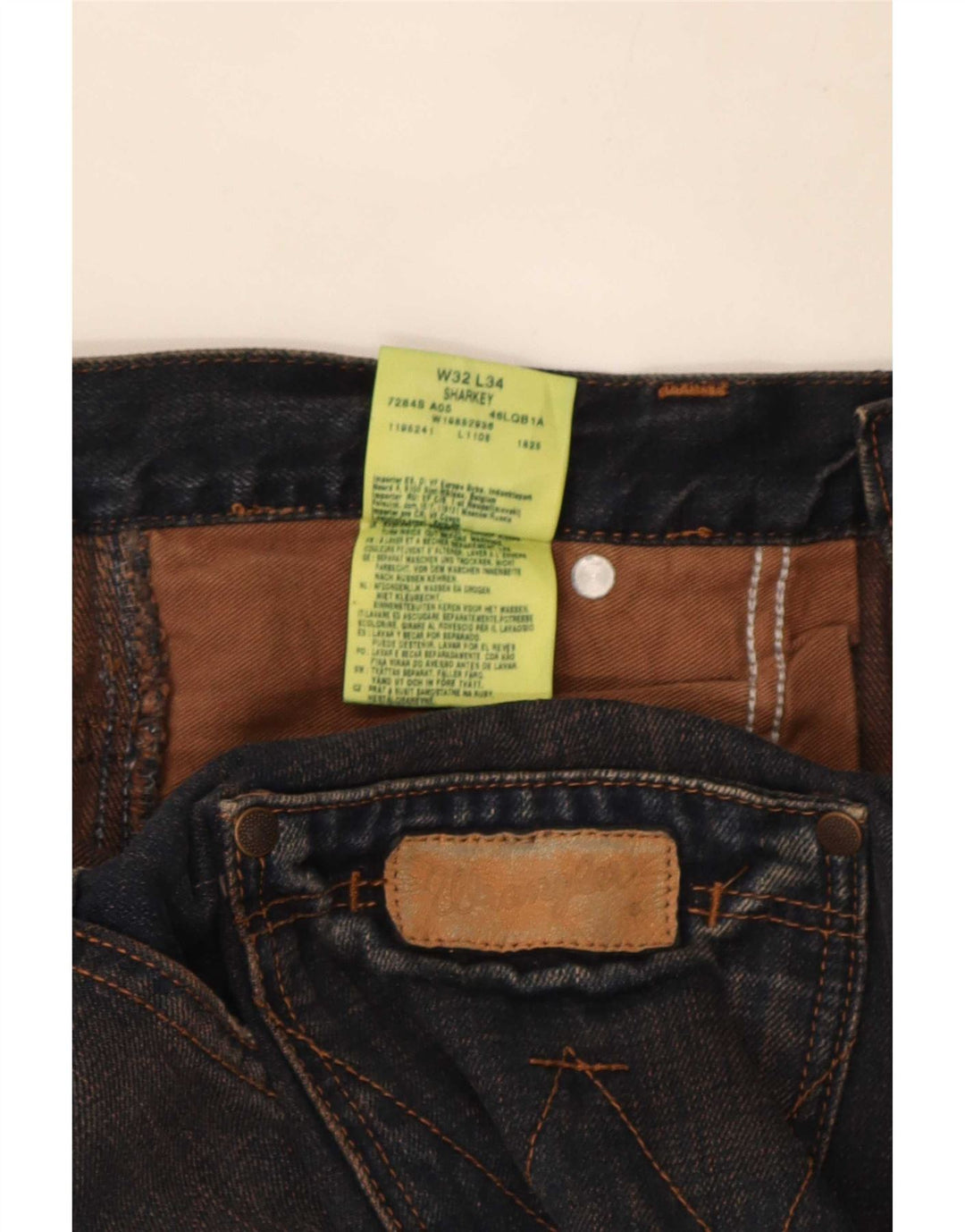 Wrangler Mens Sharkey Bootcut Jeans W32 L34 Navy Blue Cotton