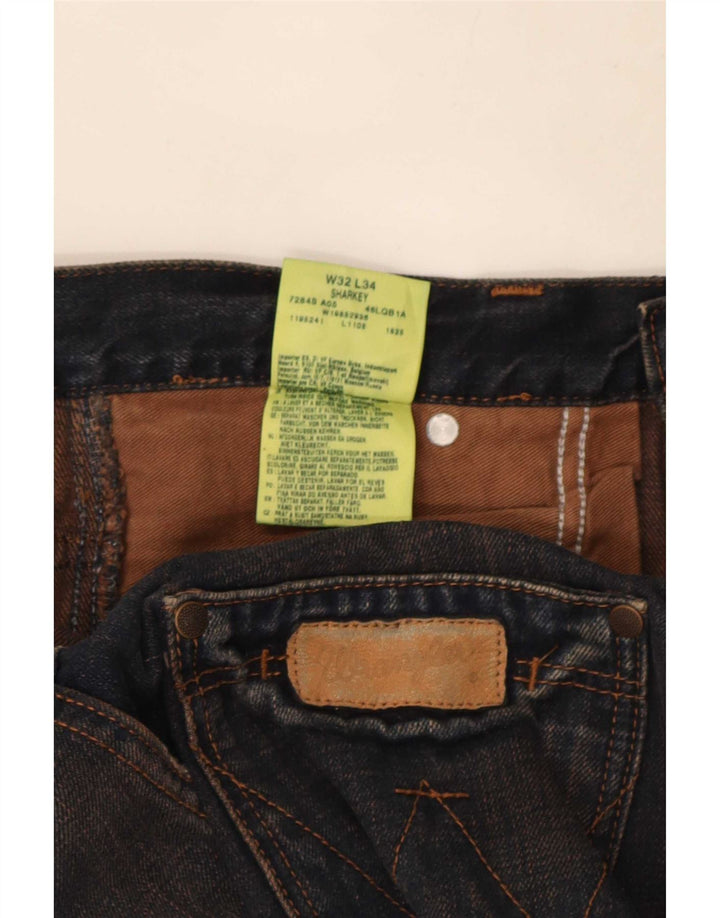 Wrangler Mens Sharkey Bootcut Jeans W32 L34 Navy Blue Cotton