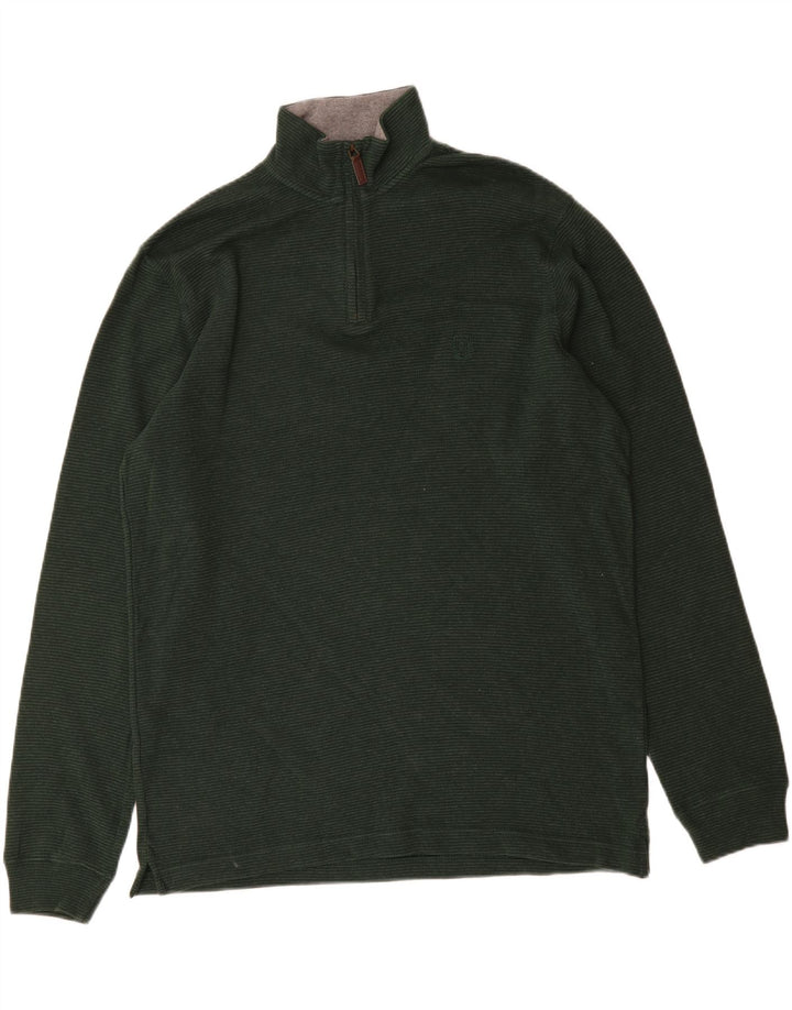 CHAPS Mens Zip Neck Sweatshirt Jumper Medium Green Cotton Vintage Chaps and Second-Hand Chaps from Messina Hembry 