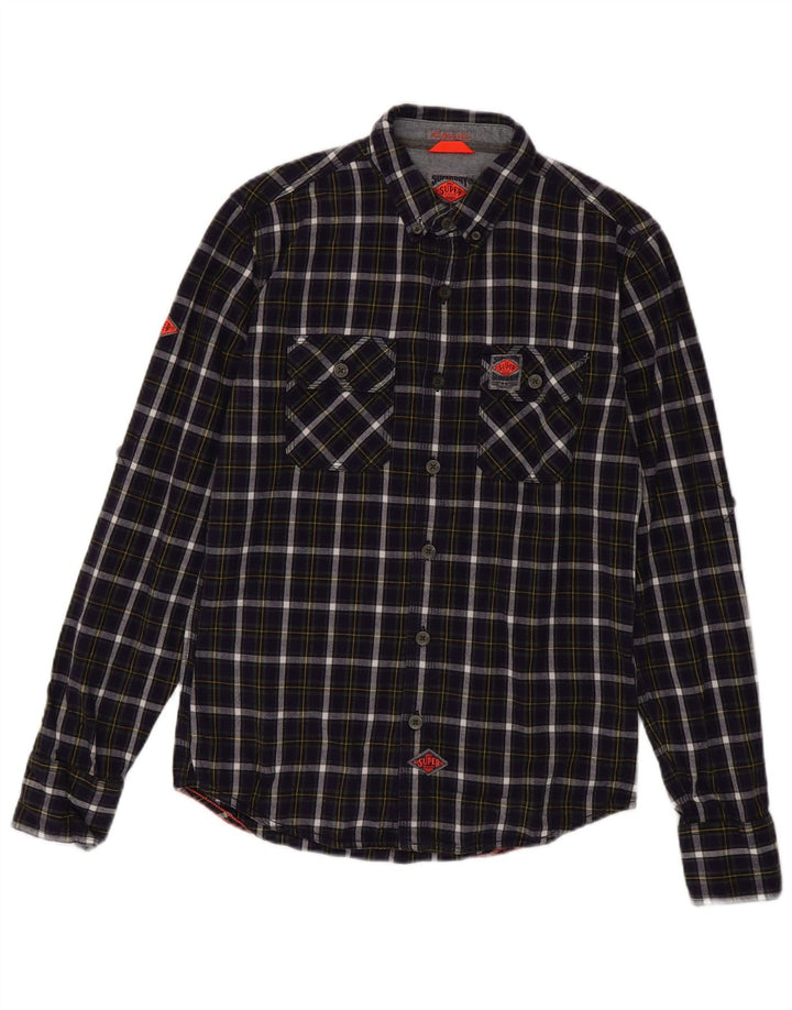 SUPERDRY Flanellskjorte til mænd Lille lilla ternet bomuld