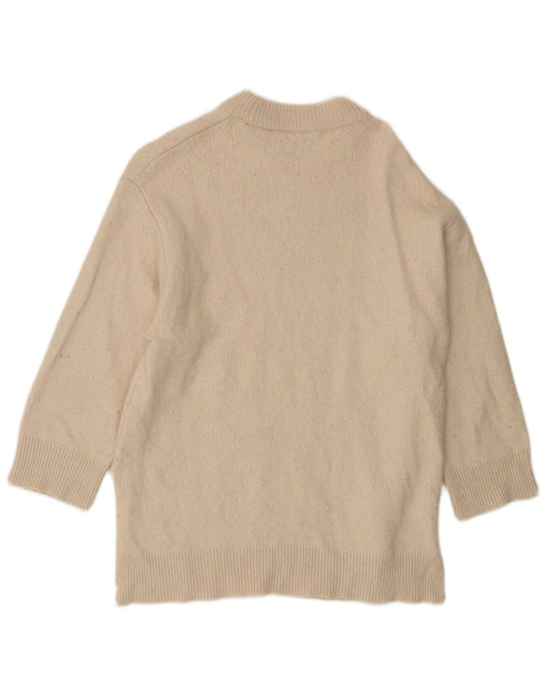 Zara ženski pulover s 3/4 rukavima velikog veznog izreza UK 10 Small Beige