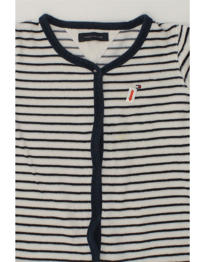 TOMMY HILFIGER Boys Long Sleeve Playsuit 6-7 Years White Striped Cotton | Vintage Tommy Hilfiger | Thrift | Second-Hand Tommy Hilfiger | Used Clothing | Messina Hembry 