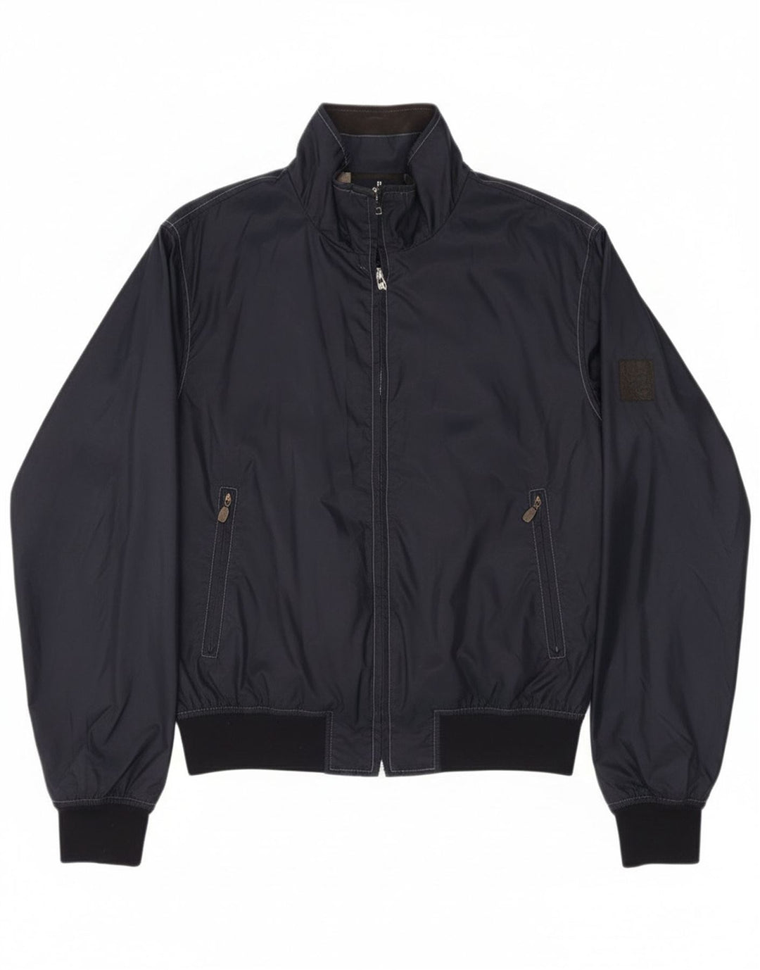Belstaff Womens Bomber Jacket UK 14 Medium Navy Blue Nylon