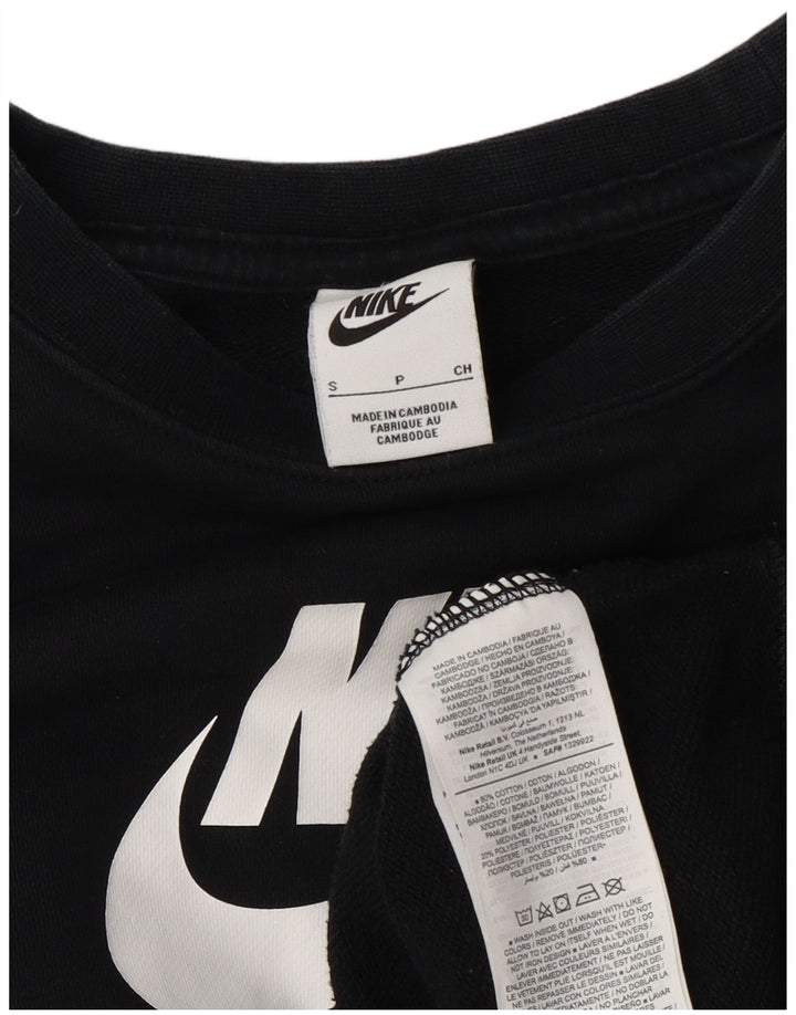 Nike Womens Graphic Oversized Sweatshirt Jumper UK 10 Small Black Cotton