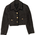 Vintage Womens 3 Button Crop Blazer Jacket IT 42 Medium Black Check