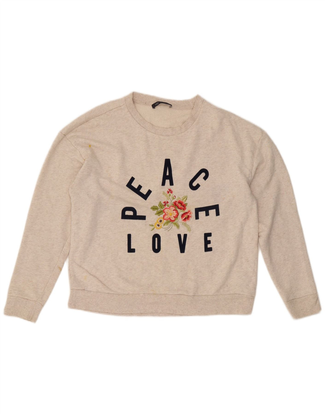Marks & Spencer Womens Sweatshirt Jumper UK 16 Large Off White Floral