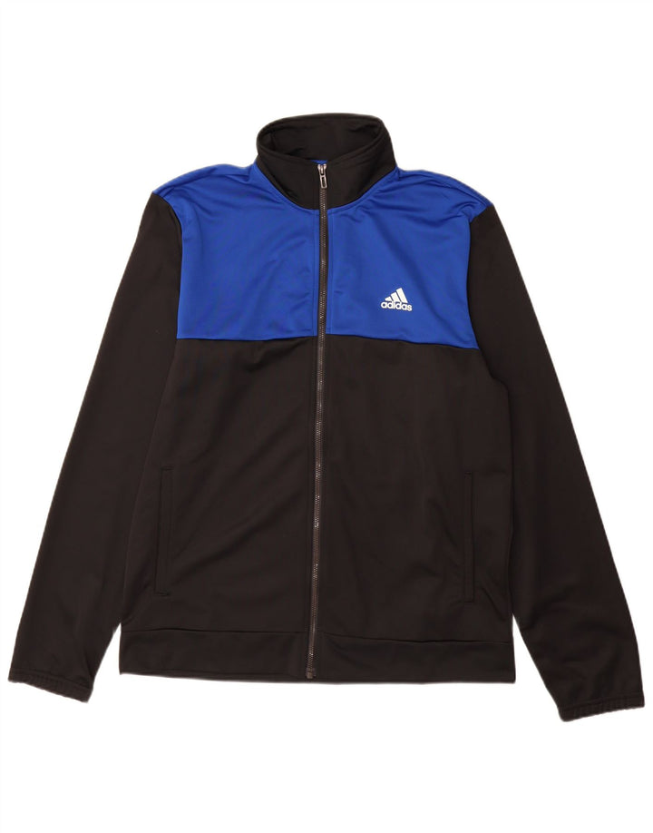 Adidas Mens Tracksuit Top Jacket UK 42/44 Large Black Colourblock Polyester