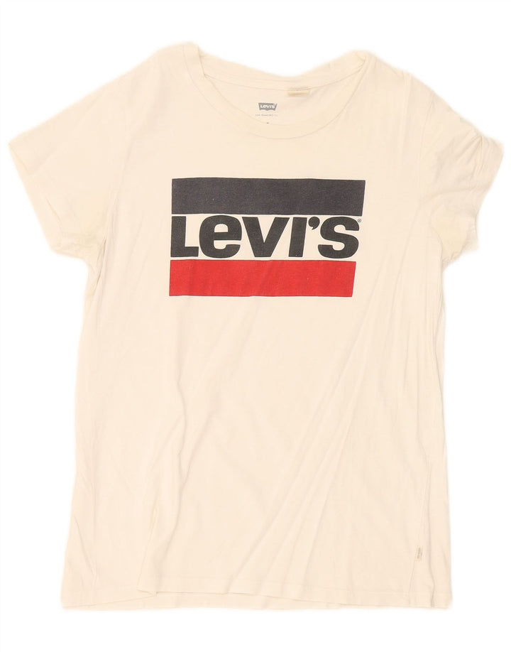 Levi's Womens Graphic T-Shirt Top UK 12 Medium White