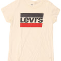 Levi's Damen Grafik-T-Shirt-Oberteil UK 12 Mittelweiß