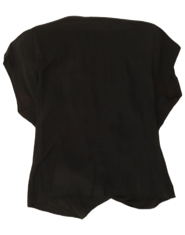 Vintage γυναικεία υπερμεγέθη wrap μπλούζα Top US 4 Small Black Acetate
