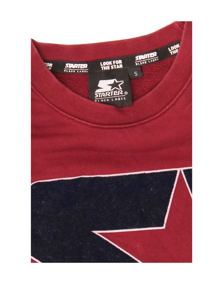 STARTER Mens USA Graphic Moletom Jumper Pequeno Algodão Borgonha