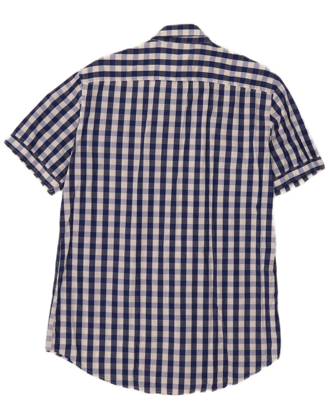 Carrera Mens Short Sleeve Shirt Large Blue Gingham Cotton