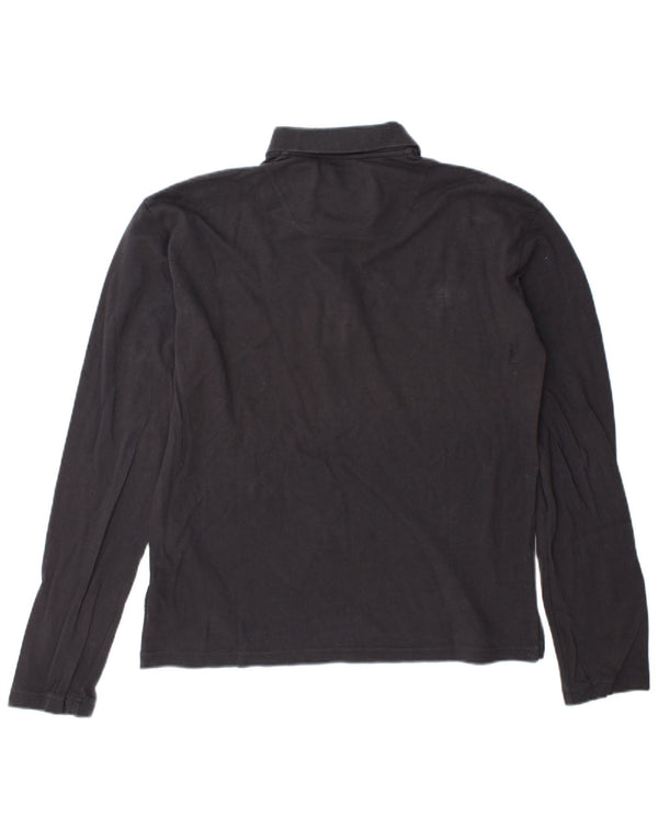 Armani Jeans Mens Long Sleeve Polo Shirt XL Navy Blue Cotton