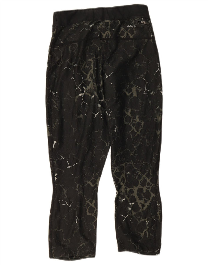 NIKE Womens Abstract Pattern Capri Leggings UK 10 Small  Black Sports