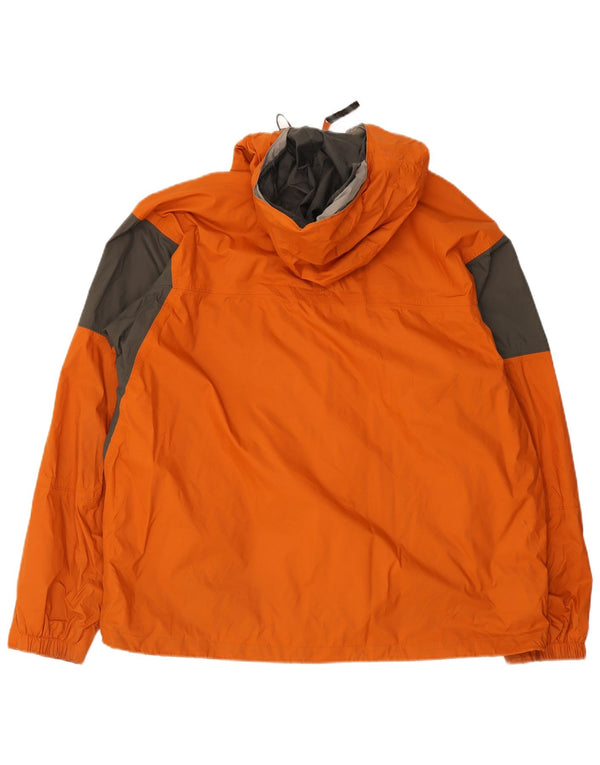 Jaqueta de chuva masculina Columbia com capuz UK 42 XL laranja colorblock nylon