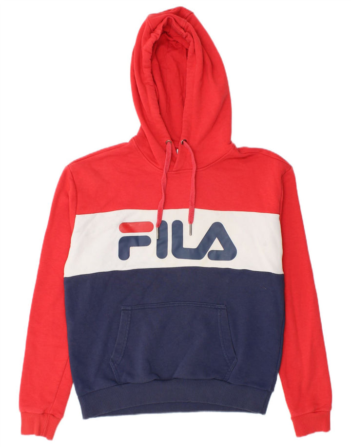 FILA Womens Graphic Hoodie Jumper Small Multicoloured Colourblock