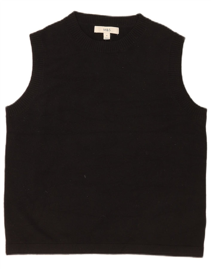 Marks & Spencer Womens Vest Tank Top UK 14 Medium Black Polyester