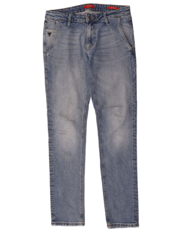 Guess Womens Slim Tapered Jeans W32 L34 Blue Polyester