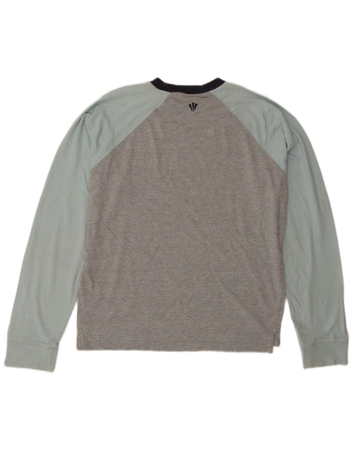 Fat Face Mens Top Long Sleeve Medium Grey Colourblock Cotton