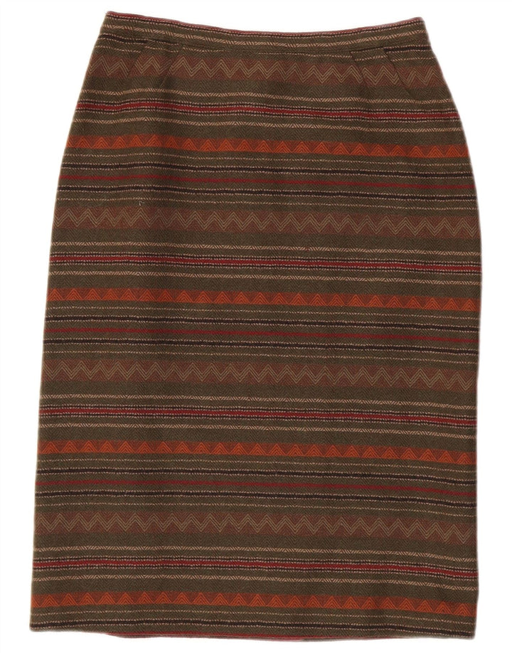 Vintage Womens Pencil Skirt W26 Small Khaki Striped