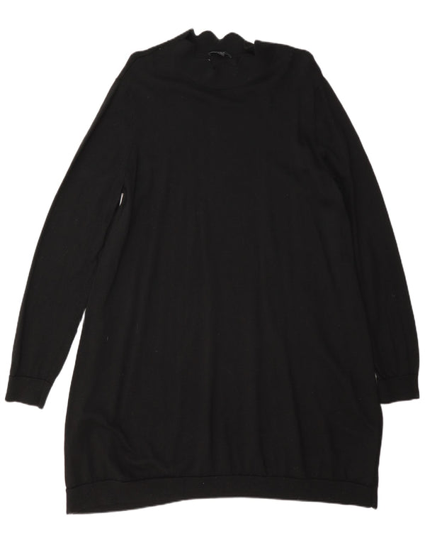 Cos Womens Long Sleeve Jumper Dress UK 14 Medium Black Wool