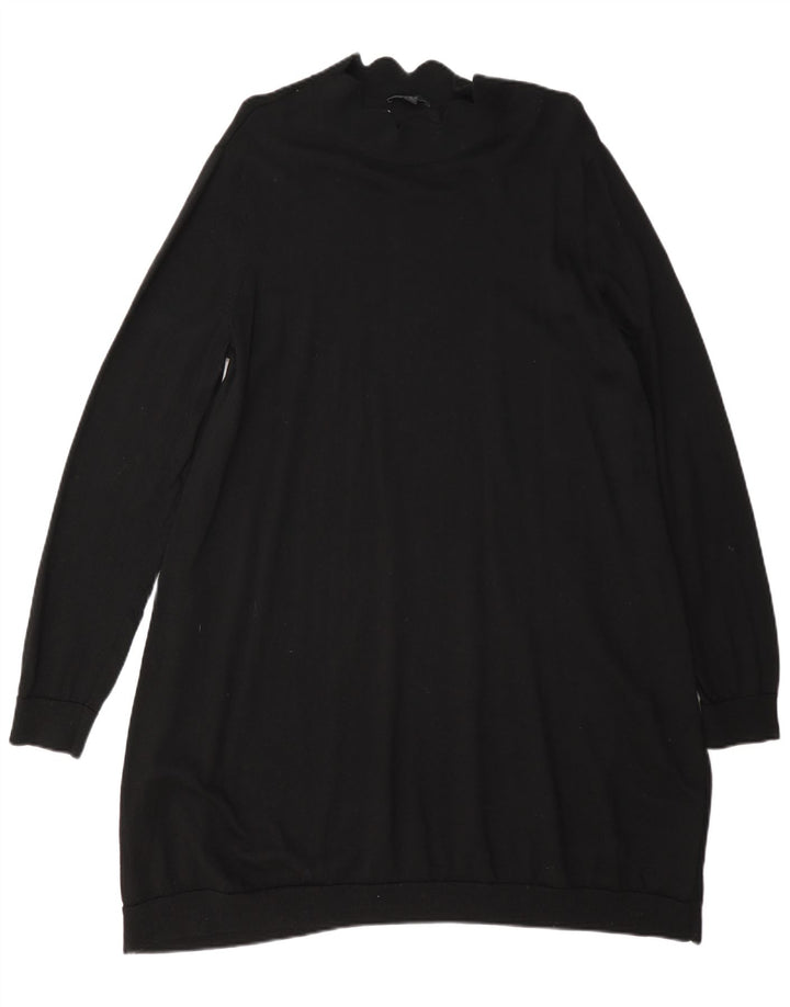 Cos Womens Long Sleeve Jumper Dress UK 14 Medium Black Wool