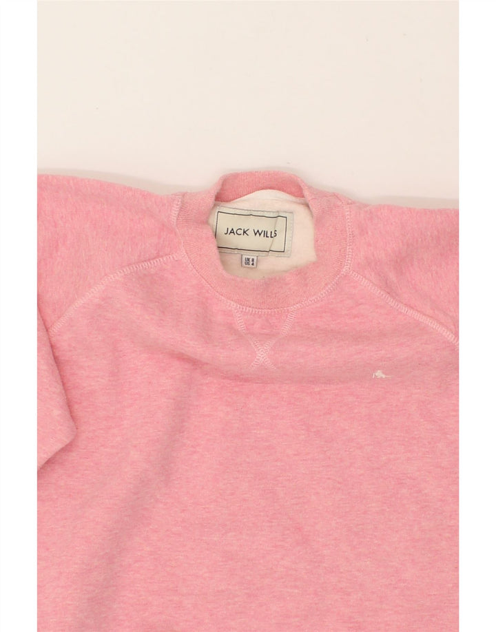 JACK WILLS Womens Oversized Sweatshirt Jumper UK 8 Small Pink Cotton Vintage Jack Wills and Second-Hand Jack Wills from Messina Hembry 