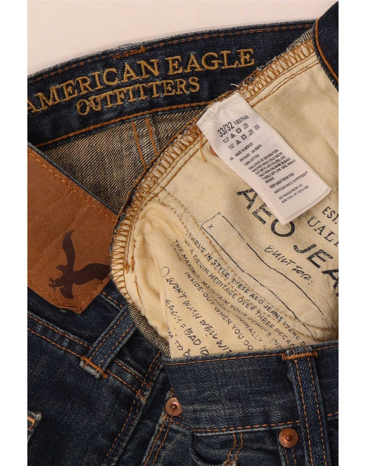American Eagle Mens Straight Jeans W33 L32 Blue Cotton