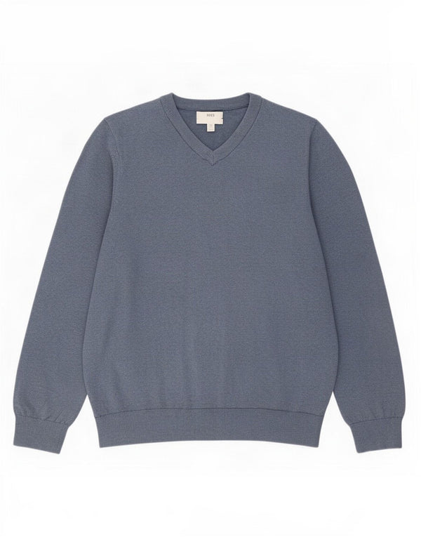 Suéter masculino Marks & Spencer com decote em V 2XL algodão azul