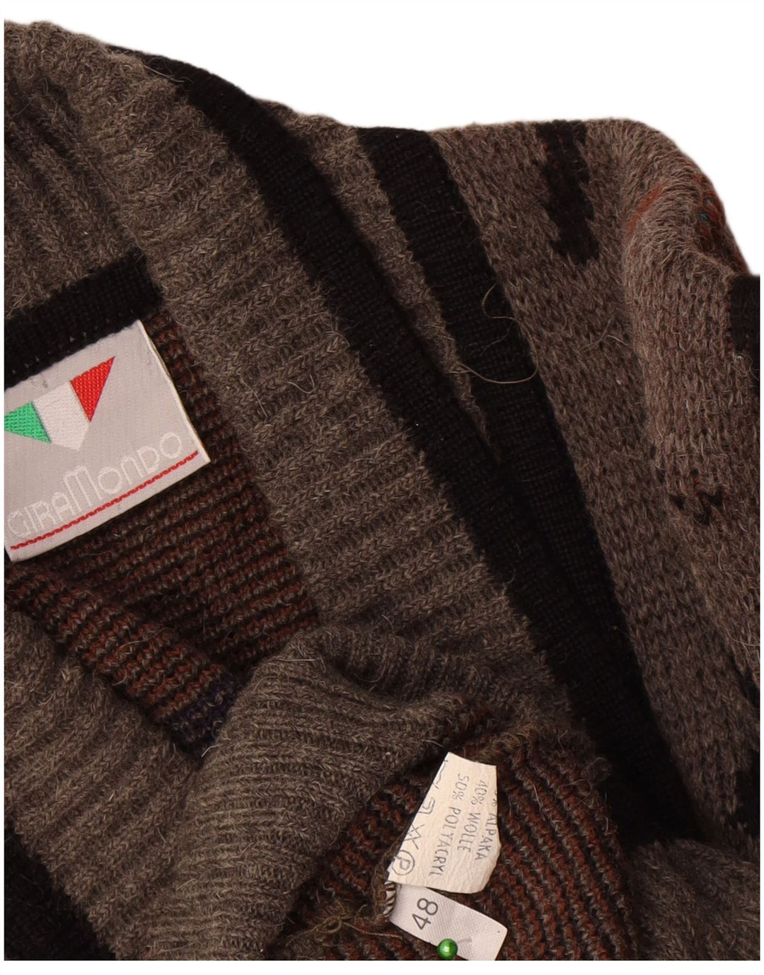 Giramondo Mens Double Breasted Cardigan Sweater IT 48 Medium Grey Geometric