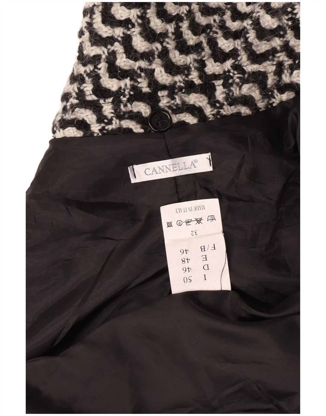 Soprabito vintage da donna IT 50 XL Acetato geometrico nero