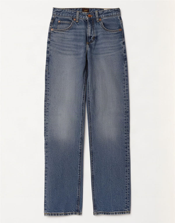 Lee Womens Rider Classic Straight Jeans W26 L30 Blue Cotton