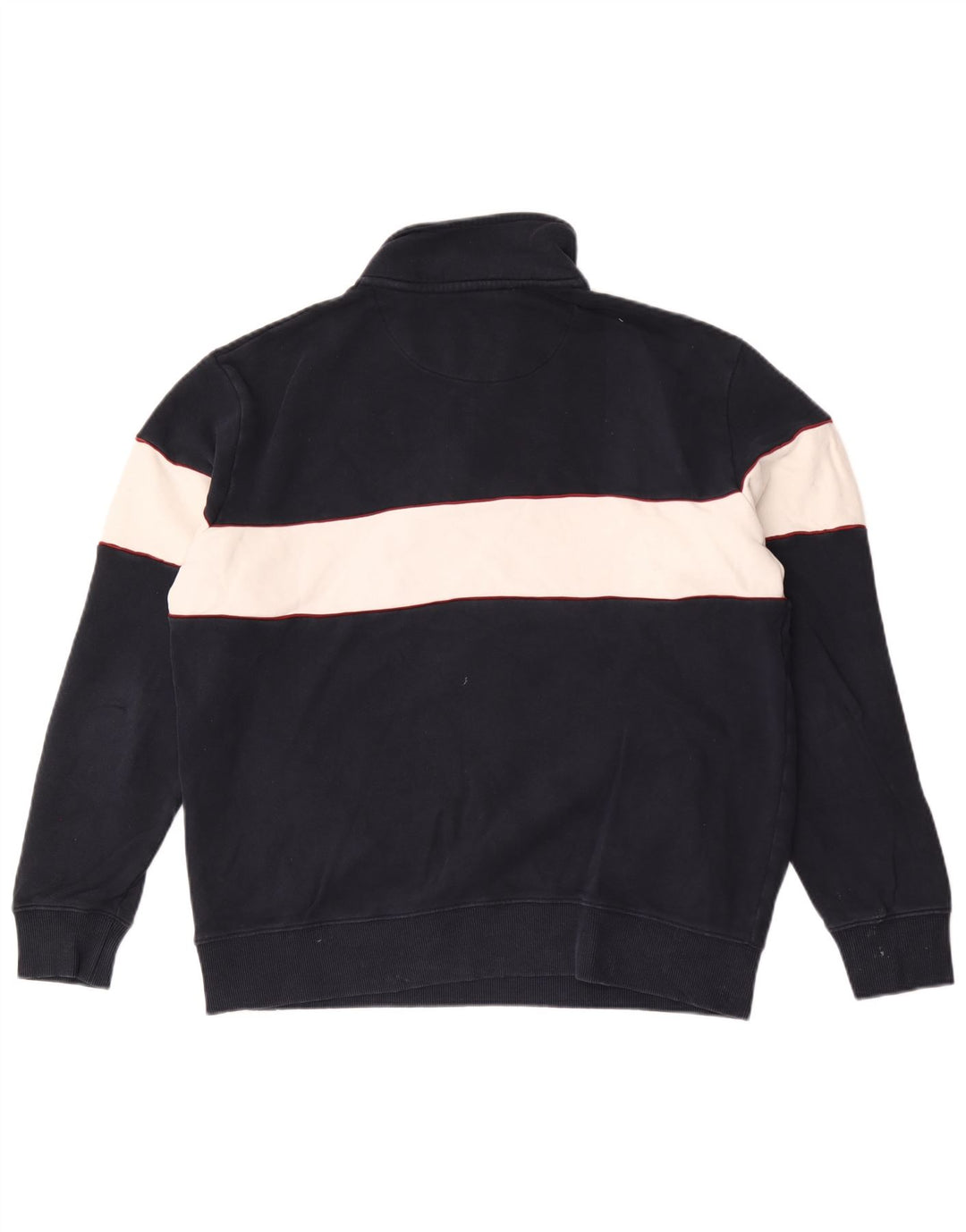 Marks & Spencer Mens Zip Neck Sweatshirt Jumper Large Navy Blue Colourblock