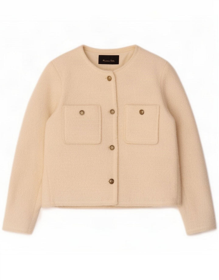 Massimo Dutti Veste blazer surdimensionnée à 4 boutons pour femme UK 6 XS Blanc cassé