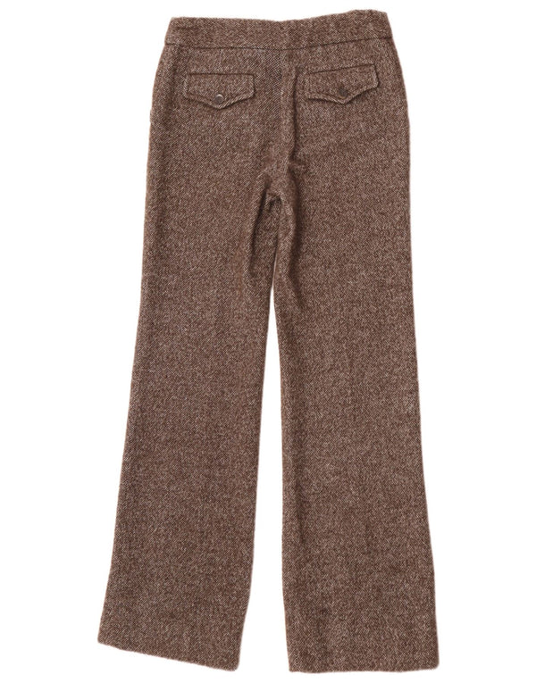 Pantalon Chino Droit Femme Zara EU 36 XS W26 L33 Laine Mouchetée Marron