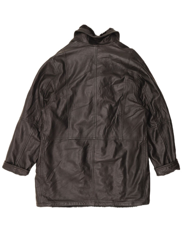 Vintage Mens Shearling Jacket UK 42 XL Black Leather