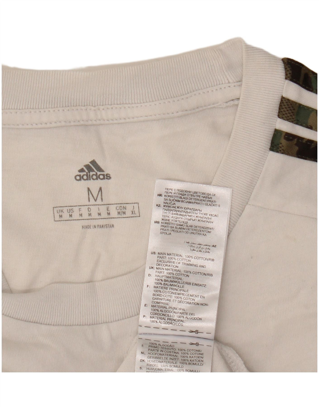 Adidas Mens T-Shirt Top Medium White Cotton