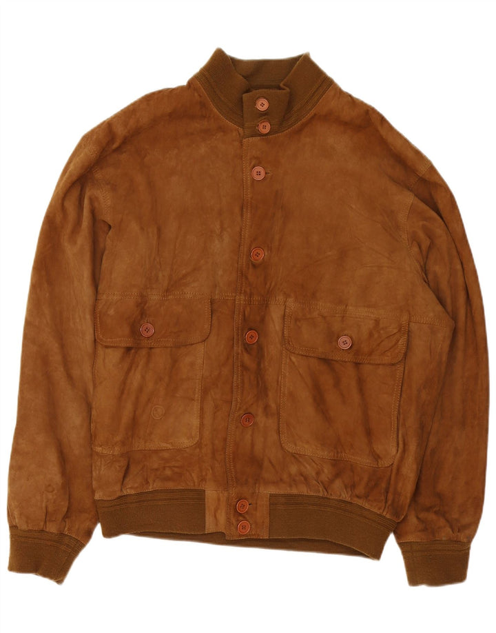 Vintage herre ruskind bomberjakke IT 52 XL brunt læder