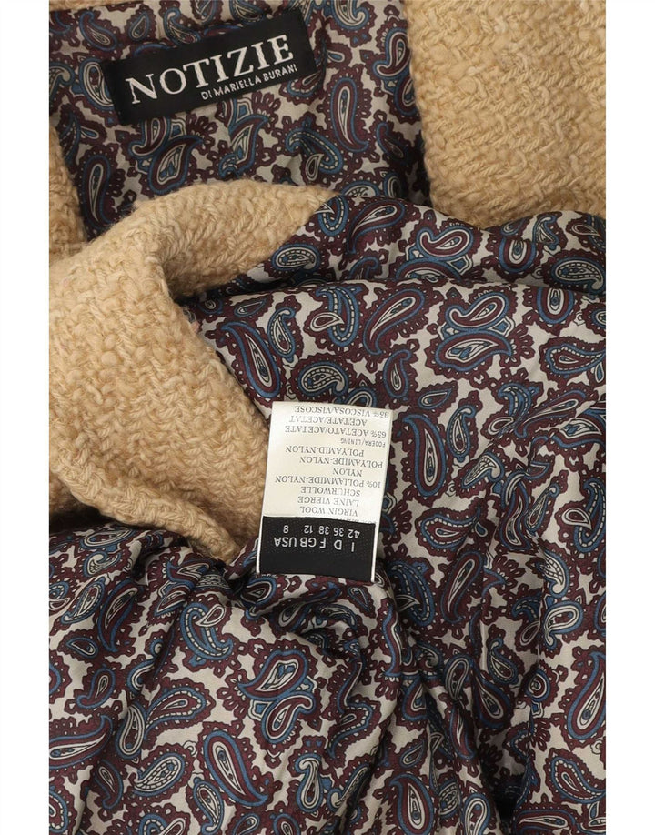 Notizie Damen-Blazerjacke mit 3 Knöpfen, UK 12, Mittelbeige aus Schurwolle