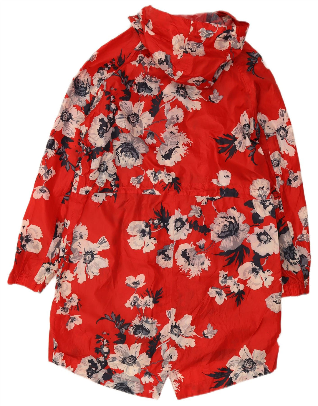 Joules Damen-Regenmantel mit Kapuze, UK 12, mittelrot, geblümt, Polyester